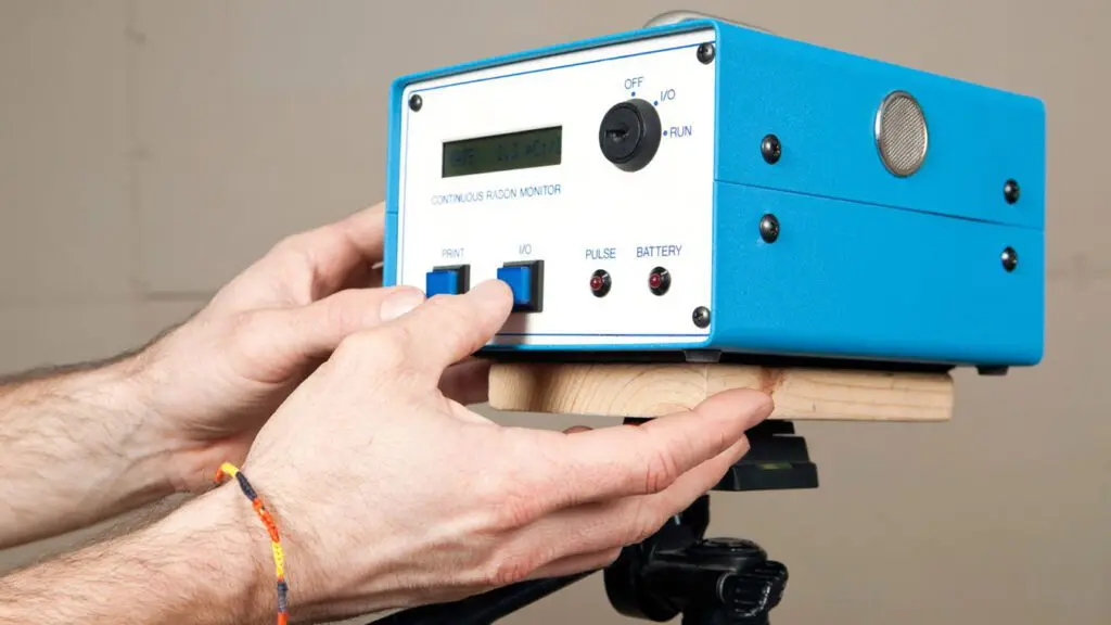 Radon-Testing-Machine-being-used-to-scan-home-for-toxic-levels-of-Radon-Gas